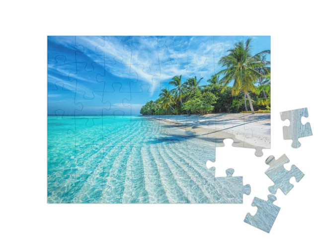 puzzle 48 dílků „Tropická pláž na Maledivách“