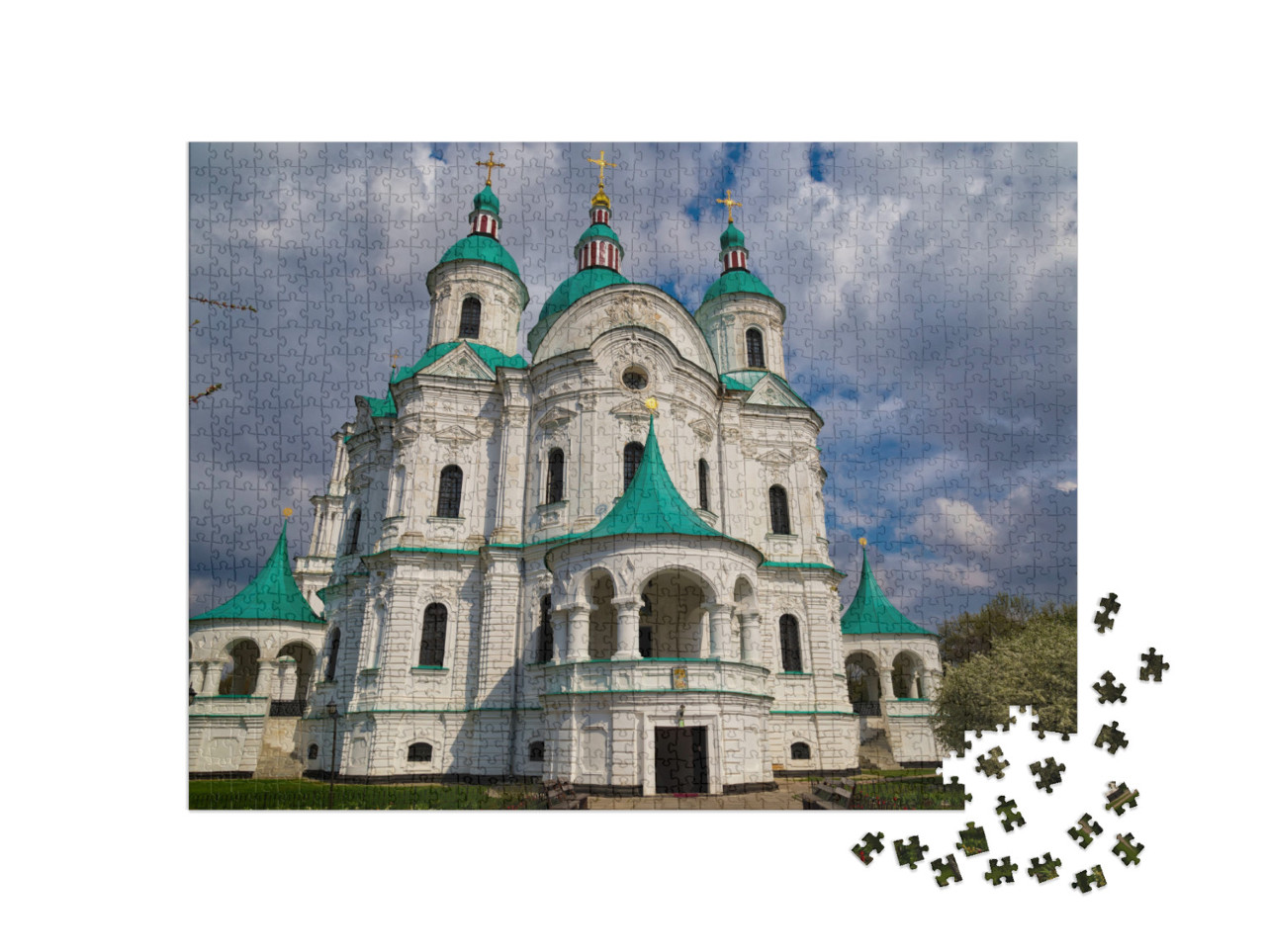 puzzle 1000 dílků „Katedrála Narození Panny Marie, Kozelec, Ukrajina“