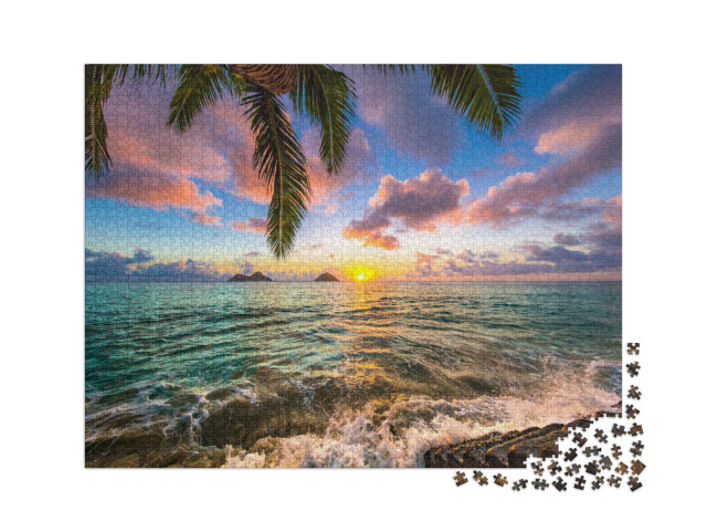 puzzle 2000 dílků „Krásný východ slunce nad Havají“