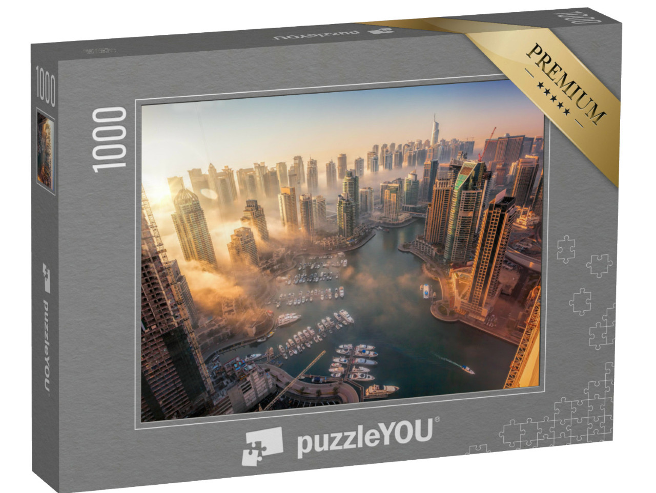 puzzle 1000 dílků „Dubajský přístav s barevným západem slunce“