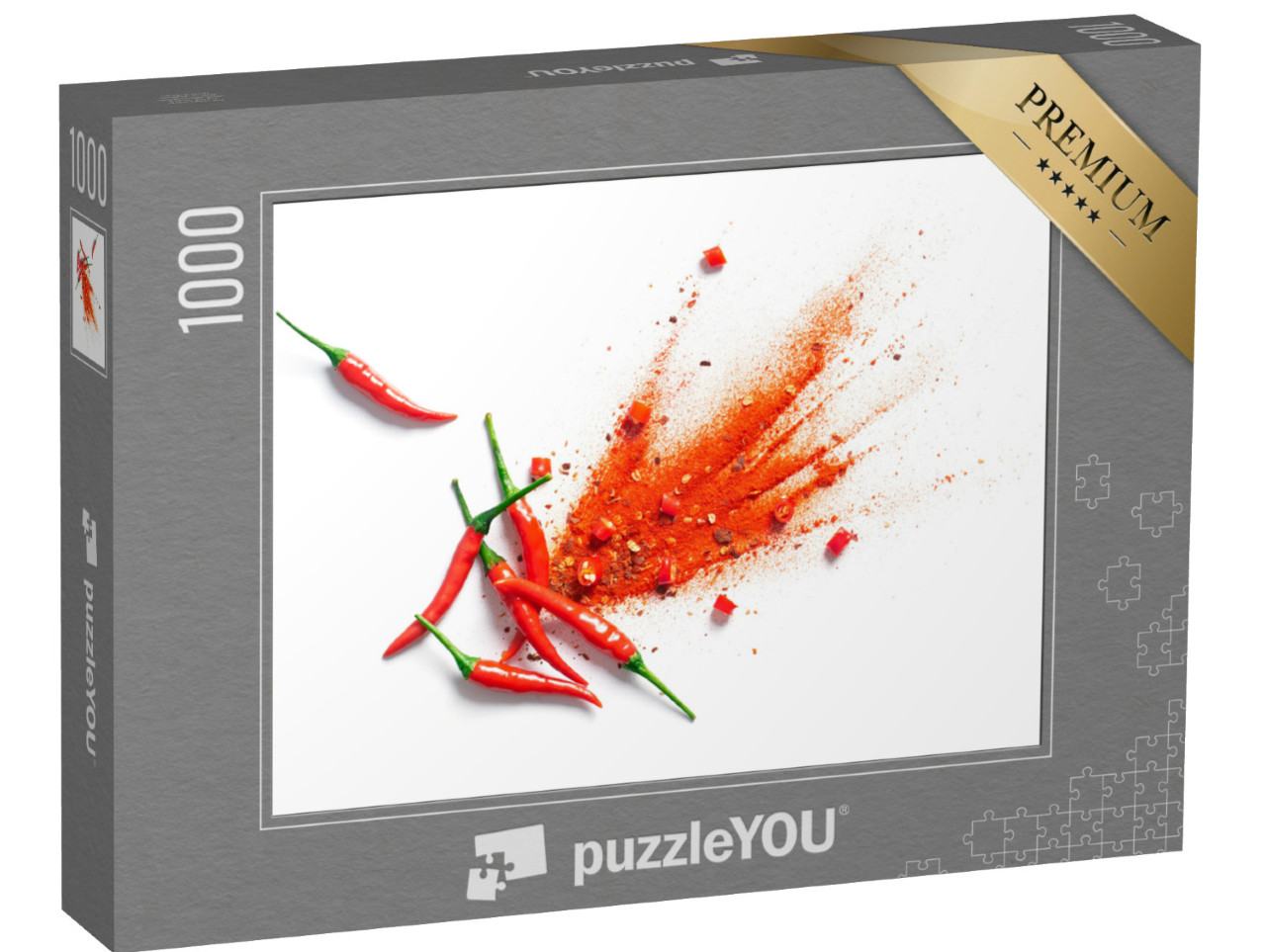 puzzle 1000 dílků „Chilli, červené pepřové vločky a chilli v prášku“