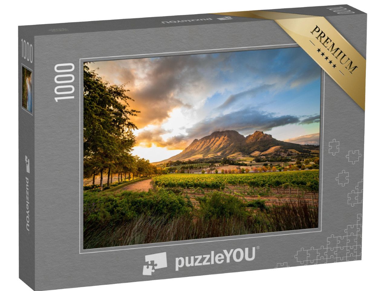 puzzle 1000 dílků „Vinařská oblast Stellenbosch s výhledem na Simonsberg, Jižní Afrika“