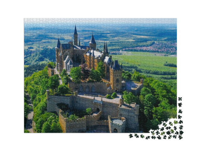 puzzle 2000 dílků „Letecký pohled na slavný zámek Hohenzollern, Německo“