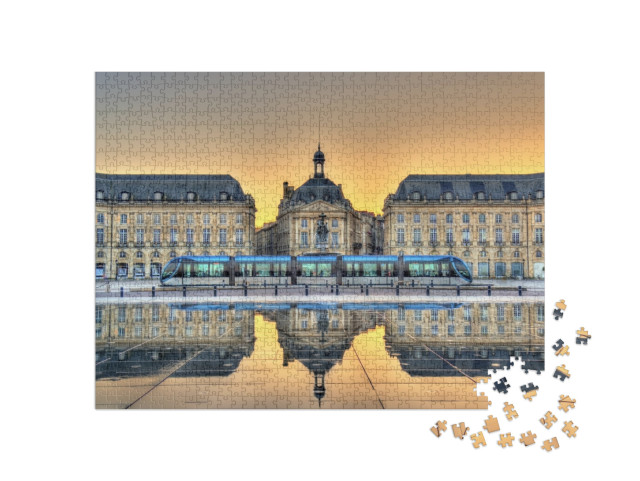 puzzle 1000 dílků „Place de la Bourse v odrazu od vodní hladiny v Bordeaux - Francie, Gironde“