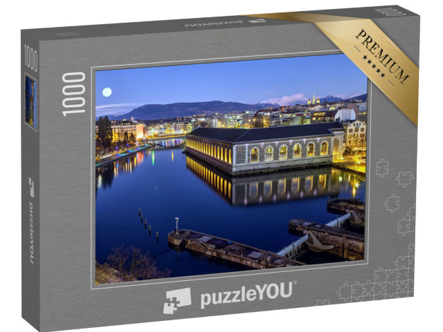 puzzle 1000 dílků „Ženeva večer, Švýcarsko“