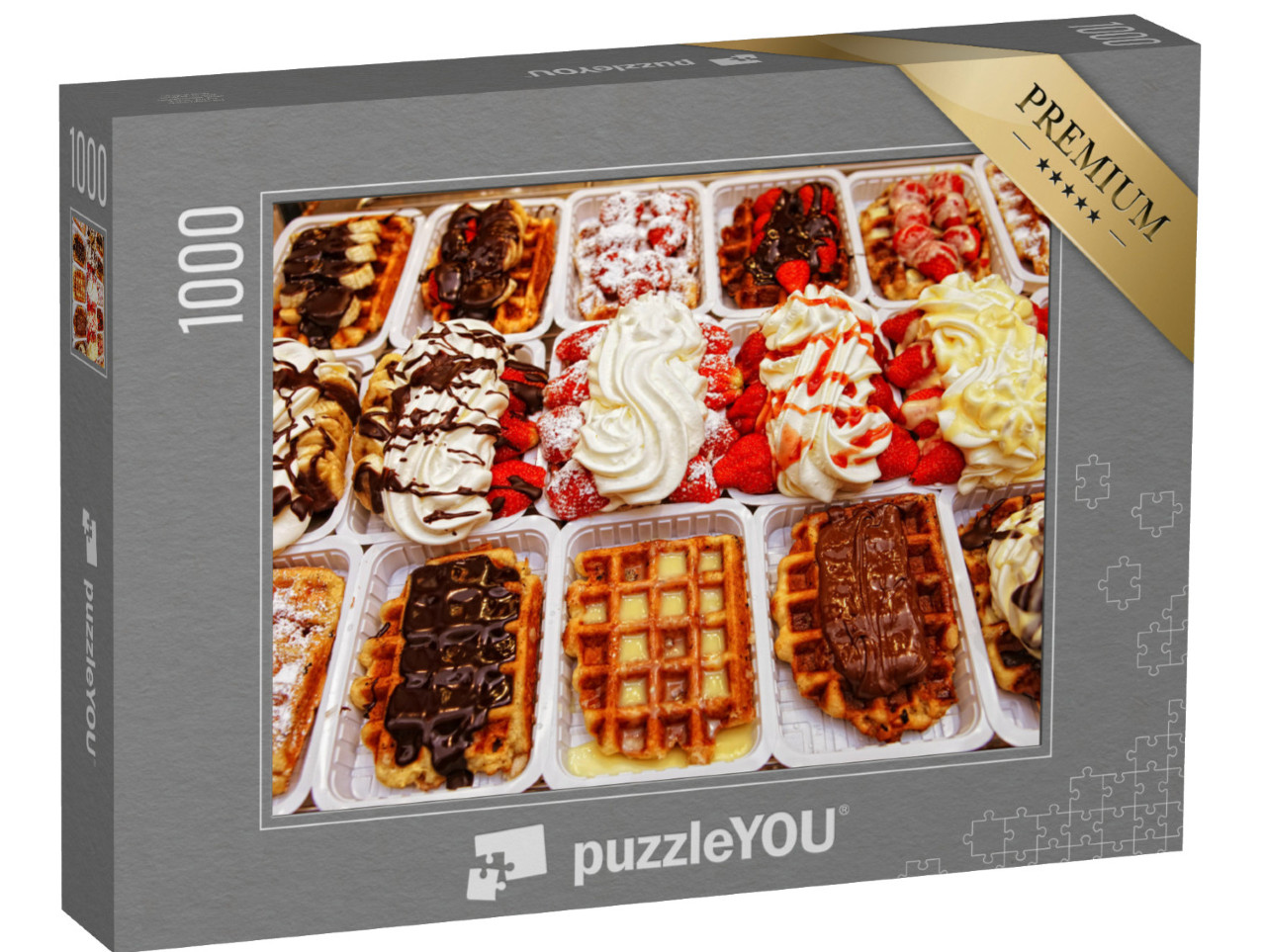 puzzle 1000 dílků „Lahodné belgické vafle v Bruselu“