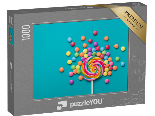 puzzle 1000 dílků „Sladká lízátka a barevné Smarties“