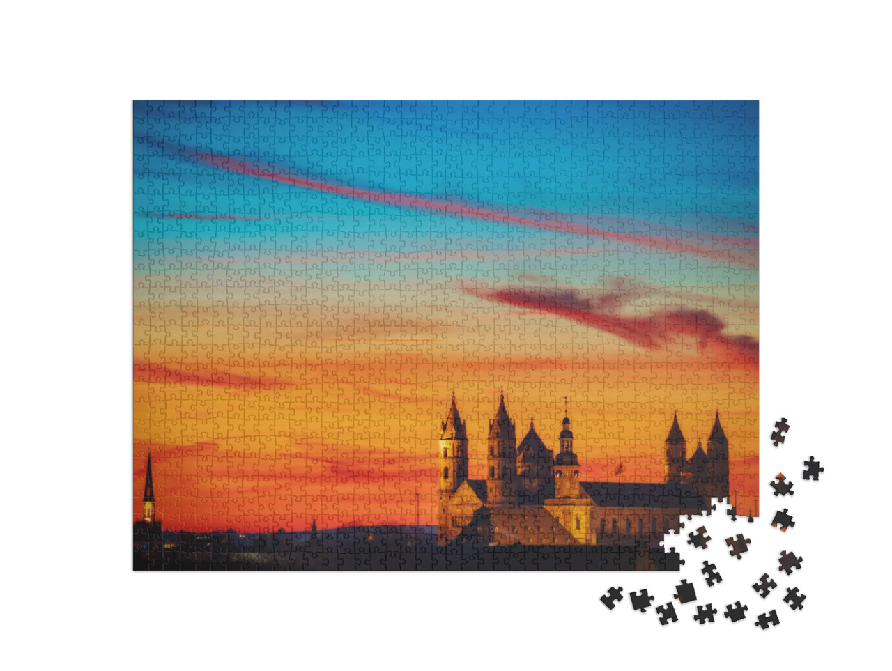 puzzle 1000 dílků „Katedrála svatého Petra za večerního soumraku, Worms“