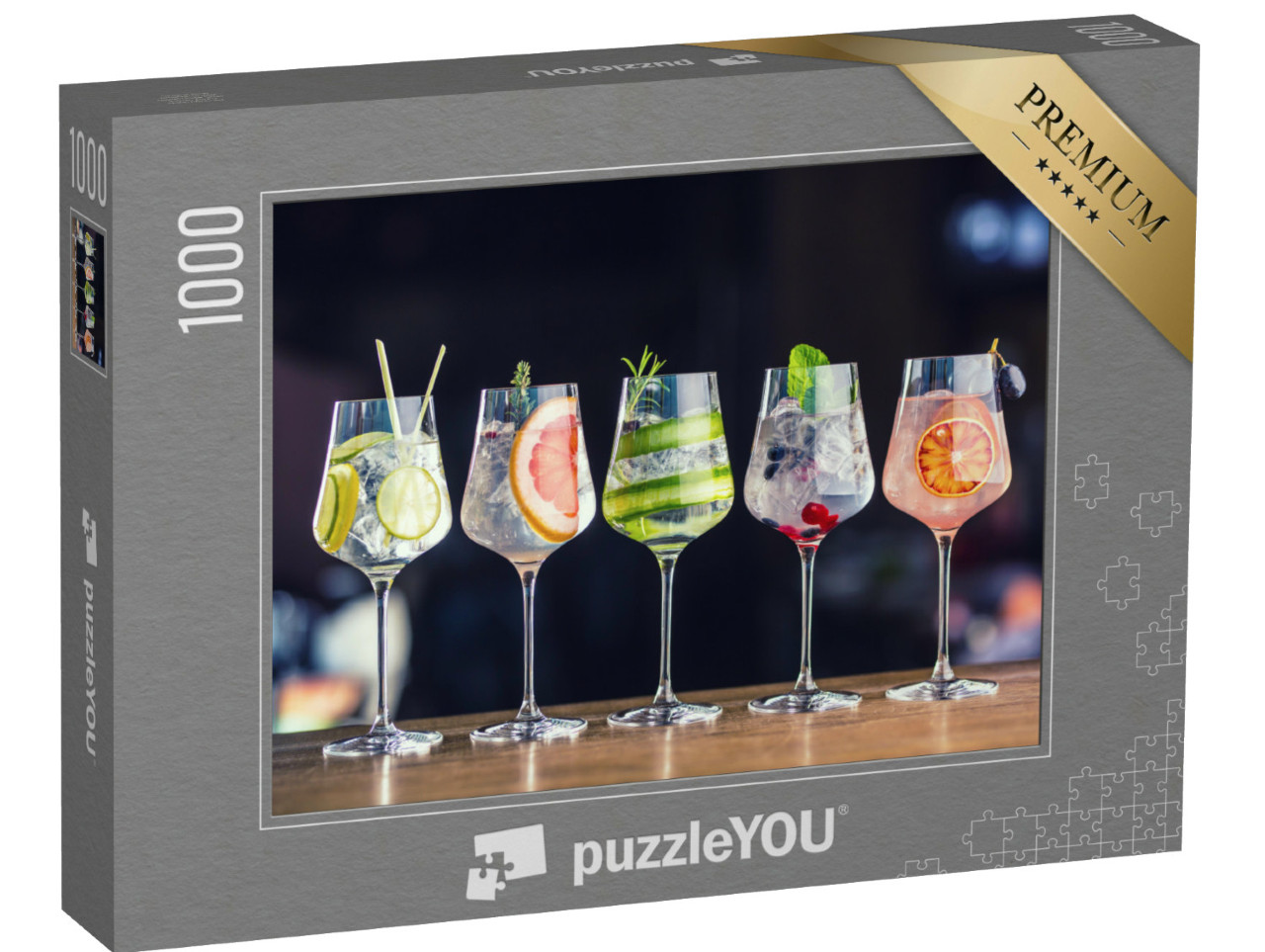 puzzle 1000 dílků „Pět různých koktejlů s ginem a tonikem“