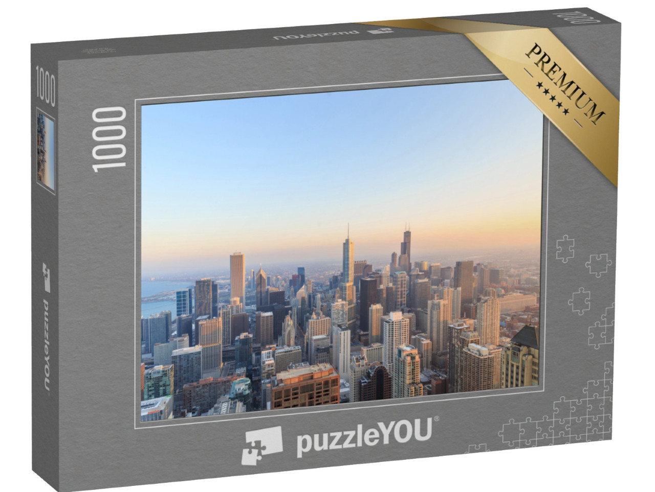 puzzle 1000 dílků „Letecký pohled na Chicago při západu slunce“
