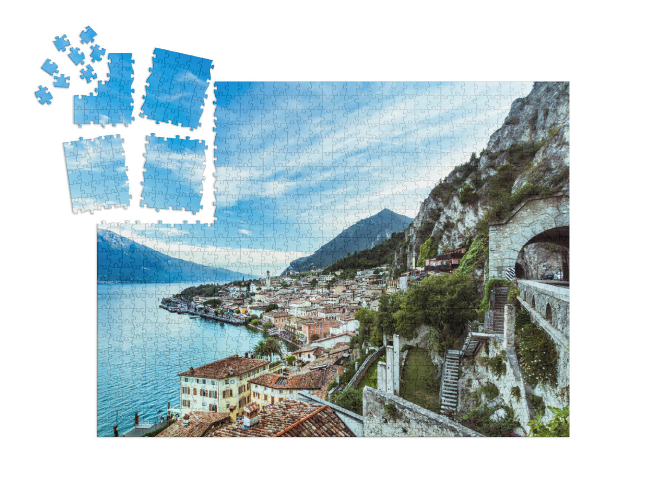 SMART SORTED® | Puzzle 1000 dílků „Krásné panorama Limone sul Garda na jezeře Garda“