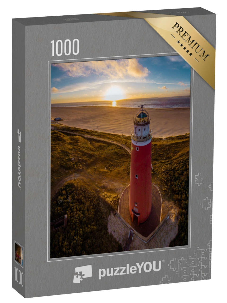 puzzle 1000 dílků „Holandský maják na pláži Texelu, Nizozemsko“