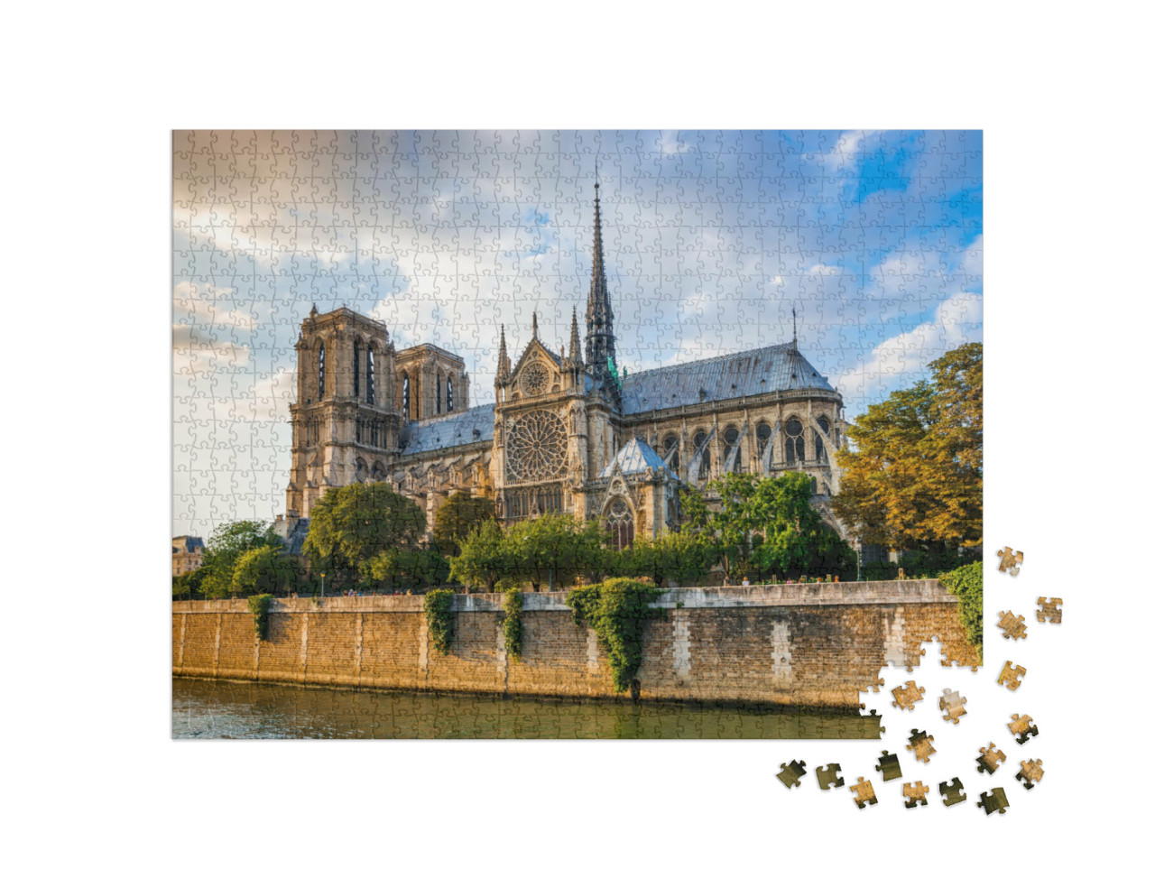 puzzle 1000 dílků „Západ slunce nad katedrálou Notre Dame, Paříž, Francie“