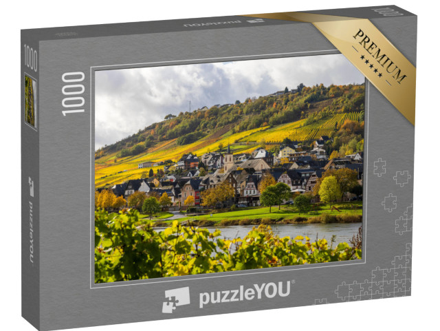 puzzle 1000 dílků „Krajina Mosely a vinice v barvách zlatého podzimu, Německo“