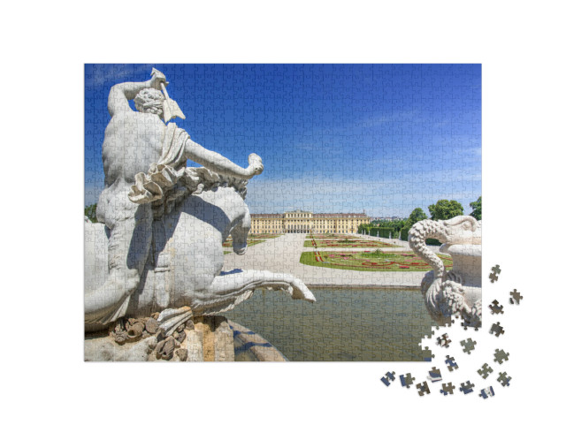 puzzle 1000 dílků „Neptunova fontána a zámek Schönbrunn ve Vídni“