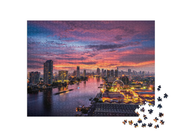 puzzle 1000 dílků „Východ slunce nad obchodní čtvrtí Bangkoku“