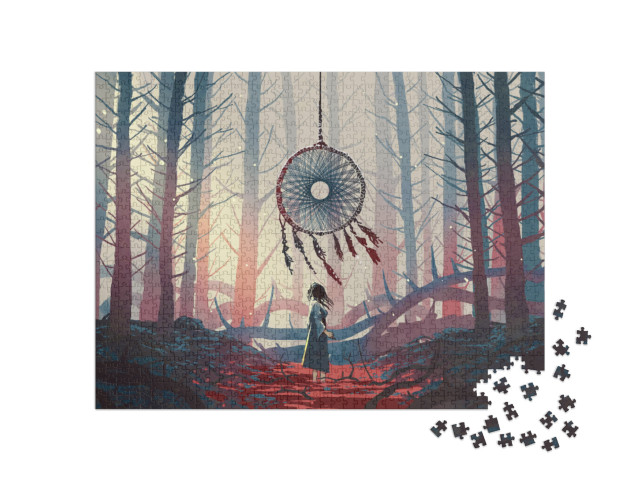 puzzle 1000 dílků „Lapač snů v tajemném lese“