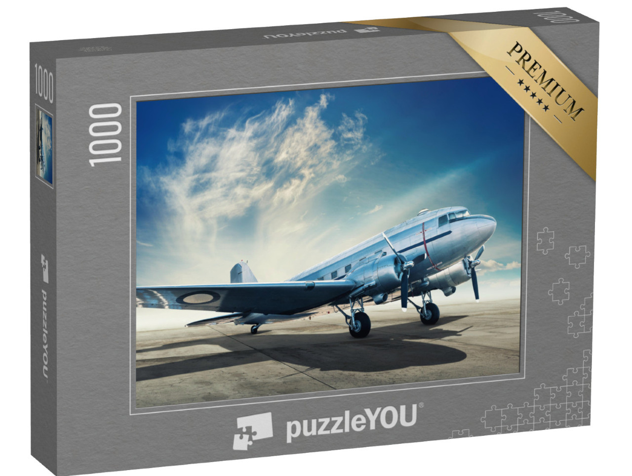 puzzle 1000 dílků „Historické letadlo na letišti“