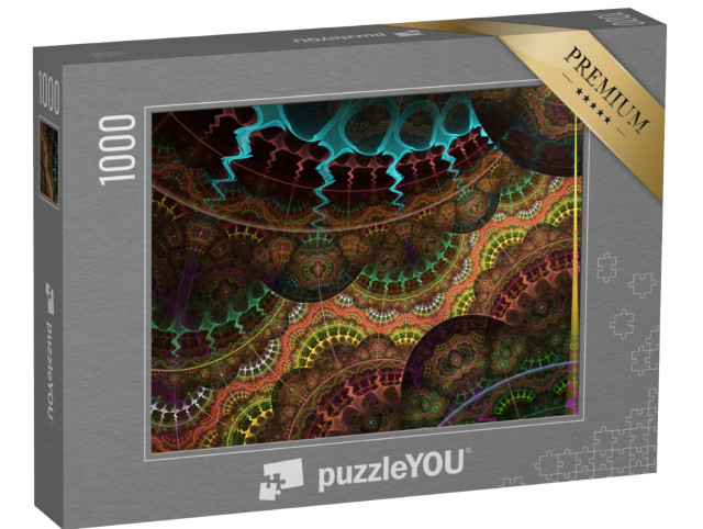 puzzle 1000 dílků „Digitální umění: Detailní fraktální hodinový stroj“