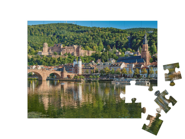 puzzle 48 dílků „Staré město Heidelberg na řece Neckar, Německo“
