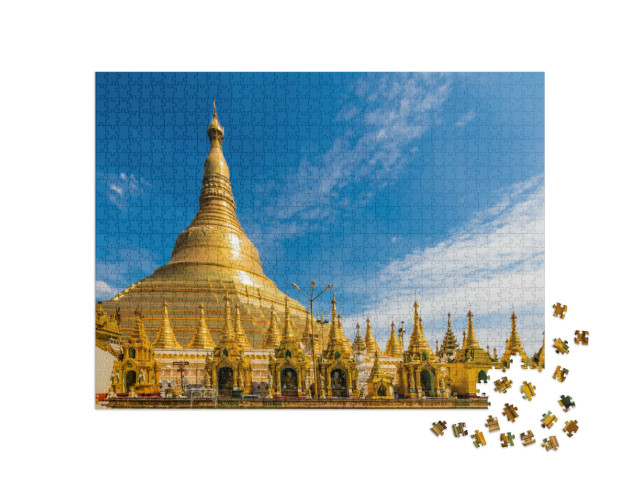 puzzle 1000 dílků „Zlatá stúpa pagody Shwedagon v Rangúnu, Rangún, Myanmar“