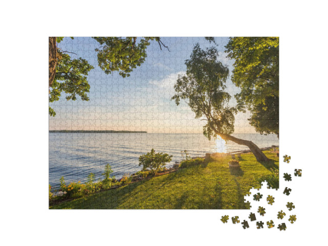 puzzle 1000 dílků „Západ slunce nad jezerem Michigan“