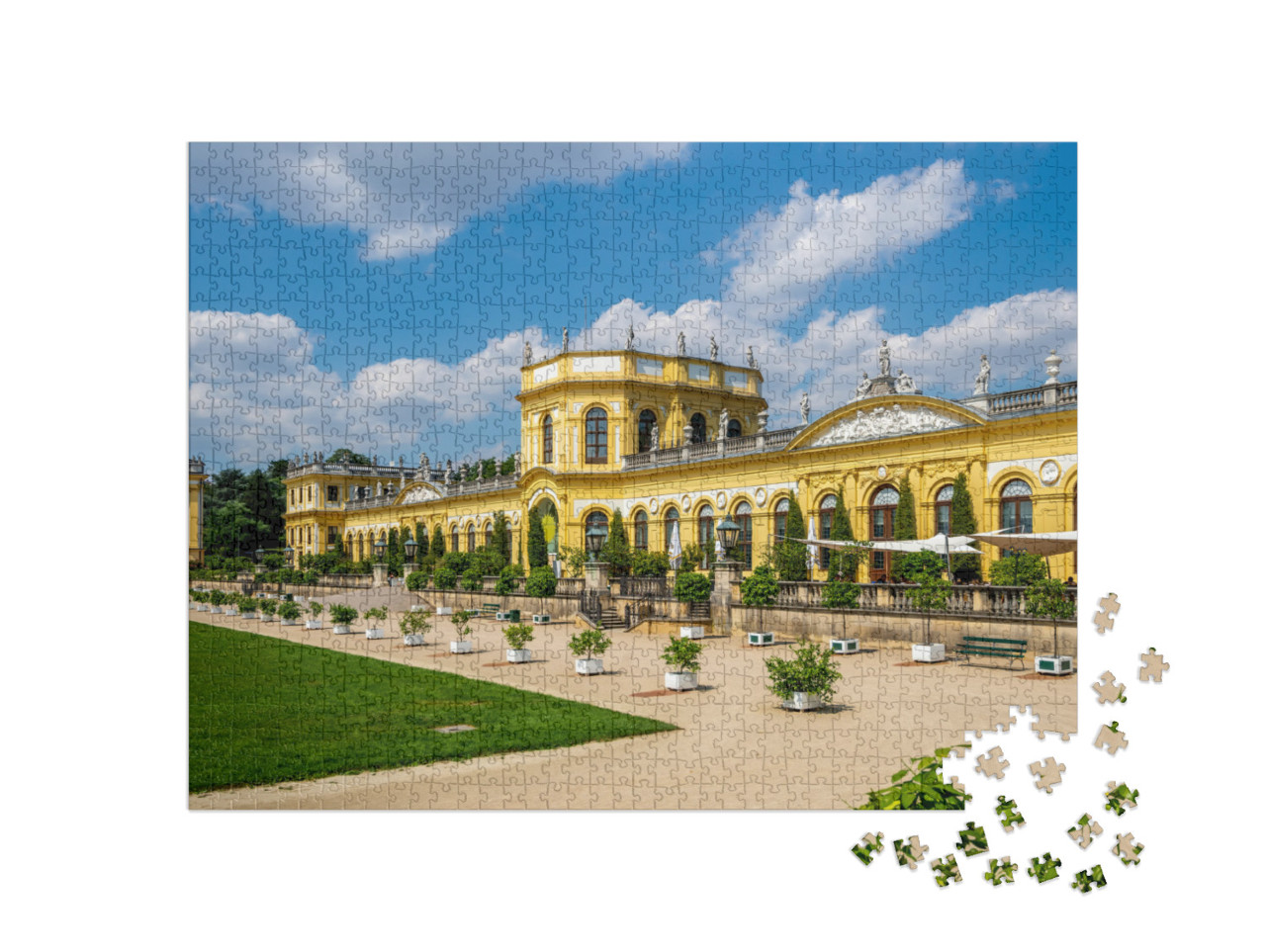 puzzle 1000 dílků „Historická oranžérie v parku Karlsaue v německém Kasselu“