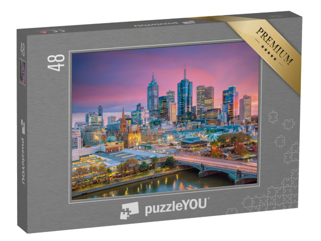 puzzle 48 dílků „Večerní panorama Melbourne, Austrálie“