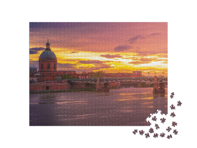 puzzle 1000 dílků „Dóm za soumraku v Toulouse, Francie“