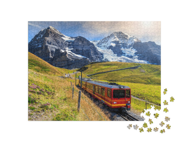 puzzle 1000 dílků „Železnice Jungfrau v Bernském pohoří, Švýcarsko“