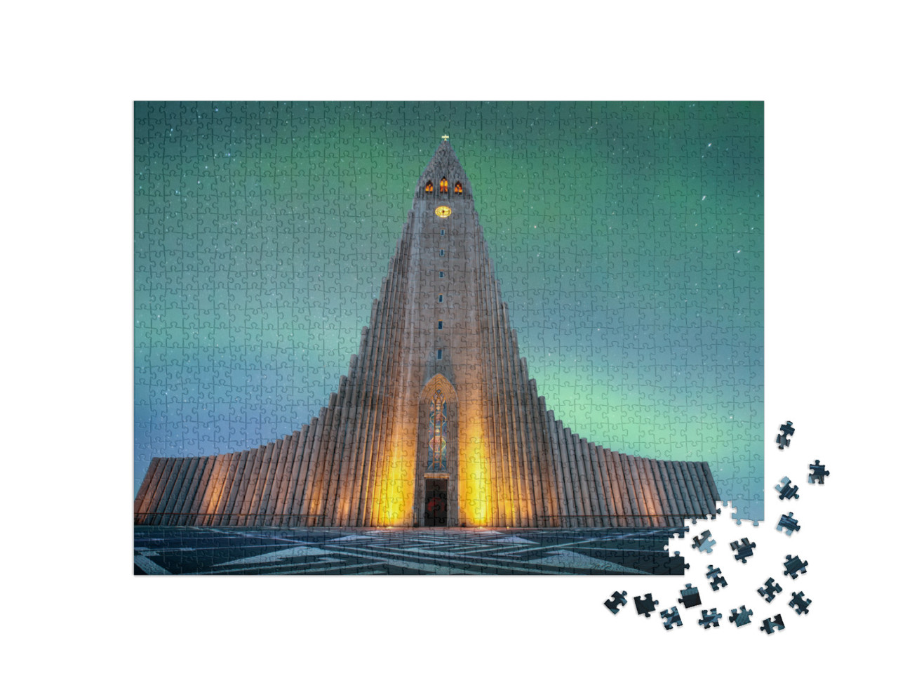 puzzle 1000 dílků „Největší kostel na Islandu: Hallgrímskirkja v Reykjavíku“