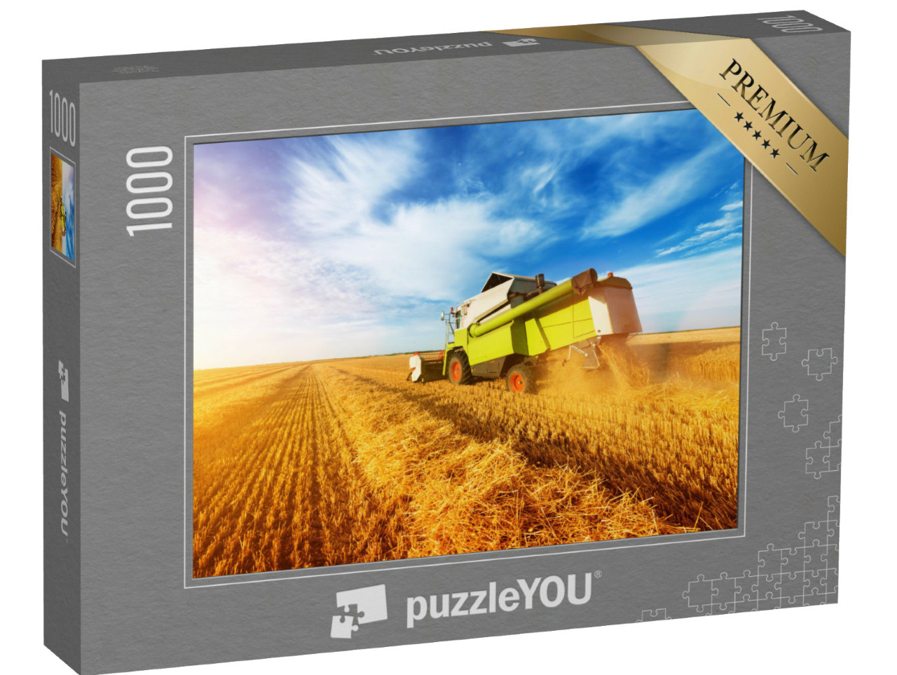 puzzle 1000 dílků „Sklizeň kombajnem na zlatém pšeničném poli“
