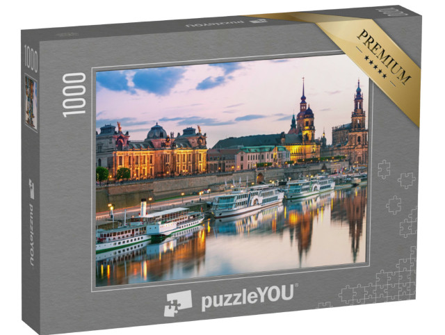 puzzle 1000 dílků „Drážďany na Labi při západu slunce, Německo“