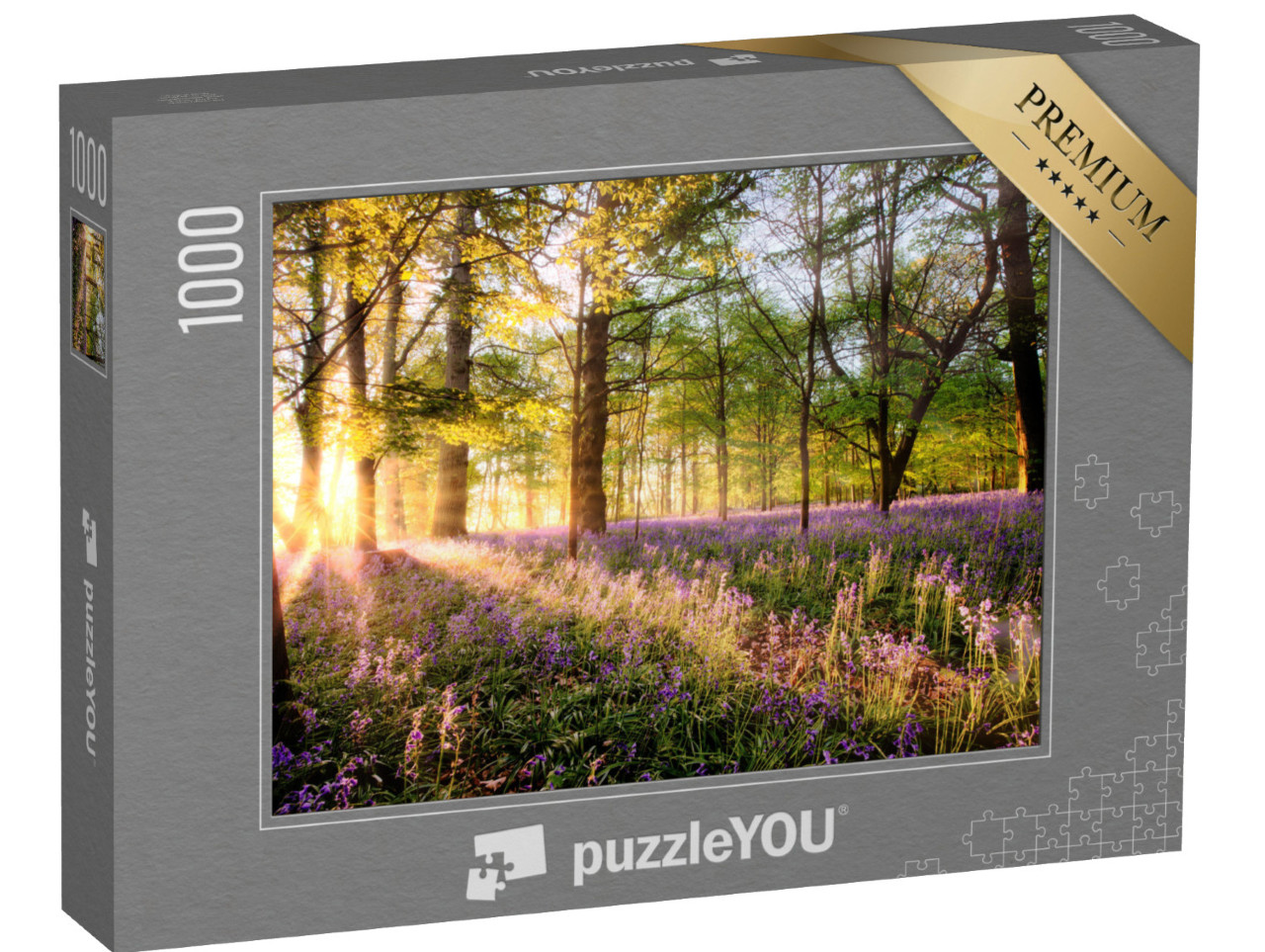 puzzle 1000 dílků „Zvonky v lese při východu slunce“