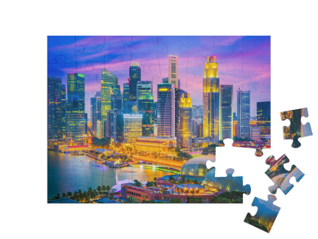 puzzle 48 dílků „Singapurské panorama ve večerním světle“