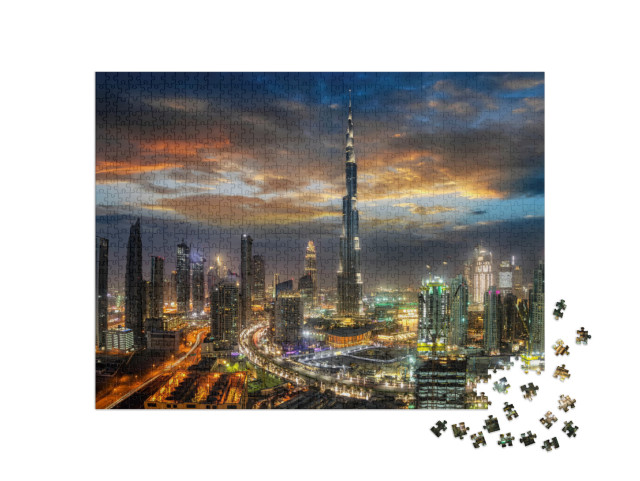 puzzle 1000 dílků „Dubajská obchodní zátoka v noci“