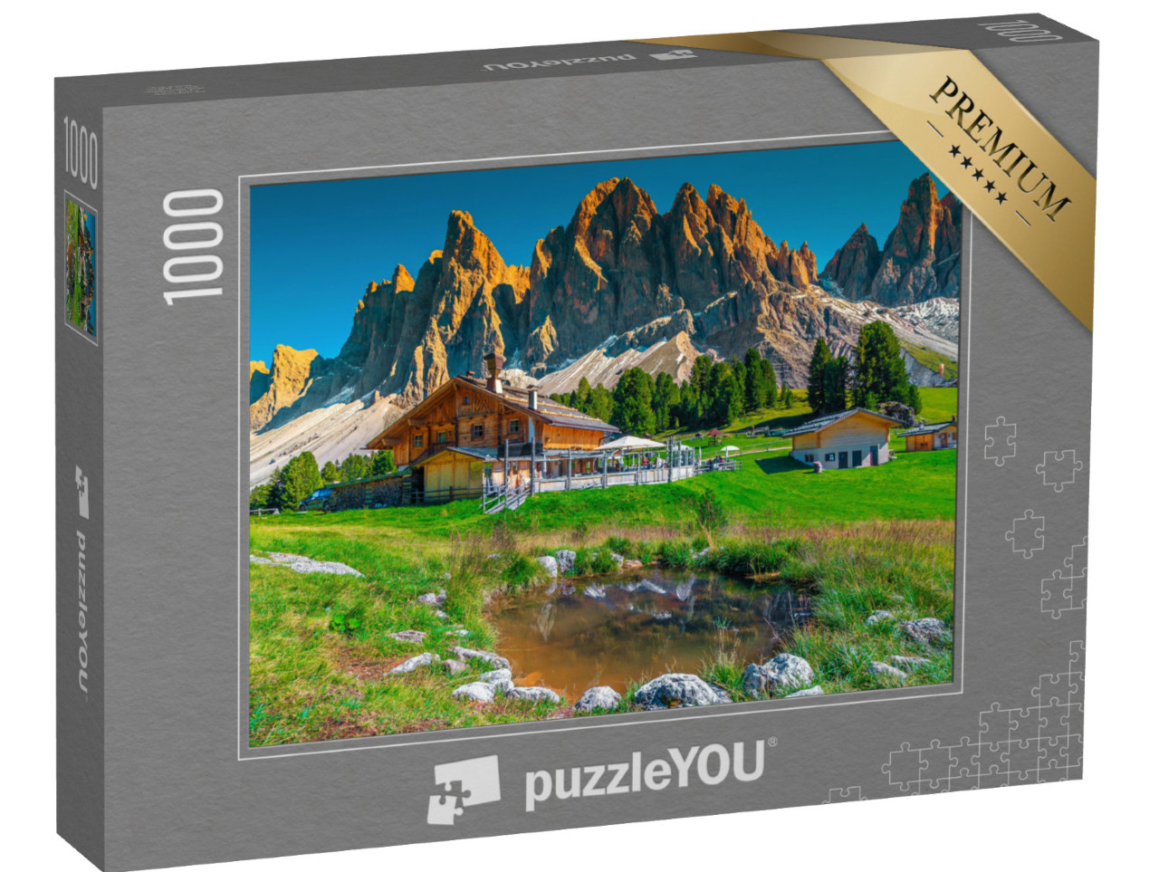 puzzle 1000 dílků „Úchvatná horská skupina Geisler, Dolomity, Itálie“