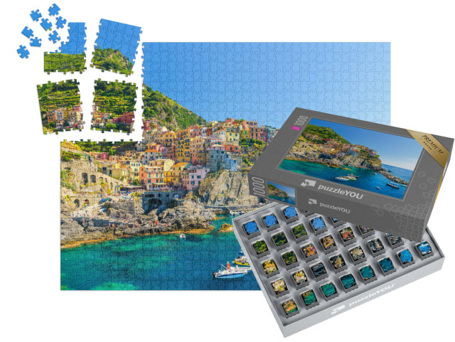 SMART SORTED® | Puzzle 1000 dílků „Manarola tradiční typická italská vesnice v národním parku Cinque Terre“