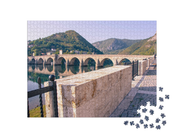 puzzle 1000 dílků „Most přes řeku Drinu, Bosna“