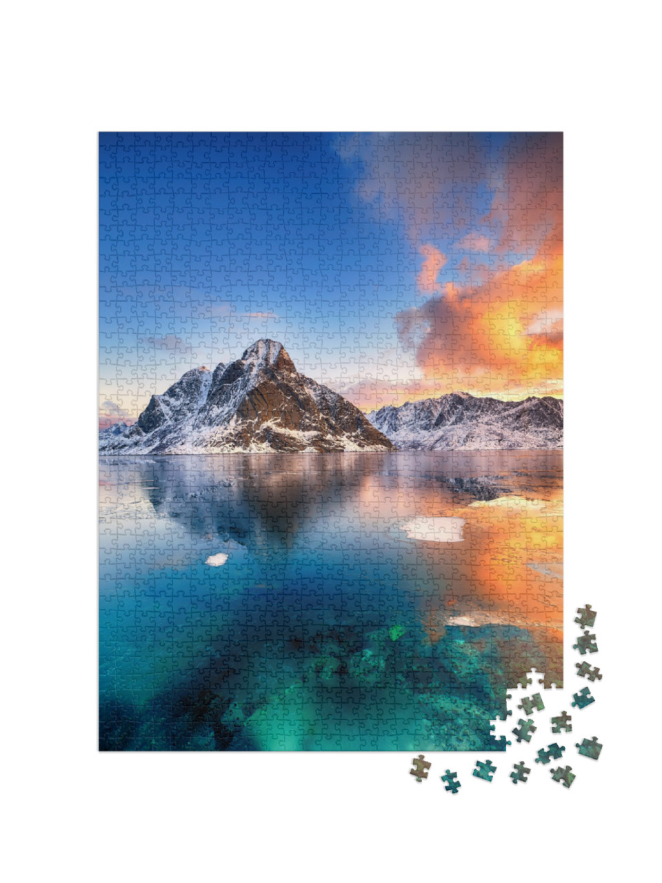 puzzle 1000 dílků „Krásný východ slunce v Norsku, Lofoty“