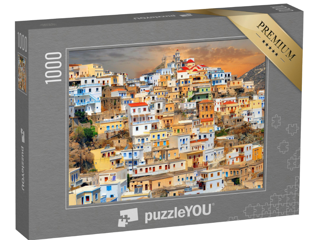 puzzle 1000 dílků „Starověká vesnice Olympos, Řecko“