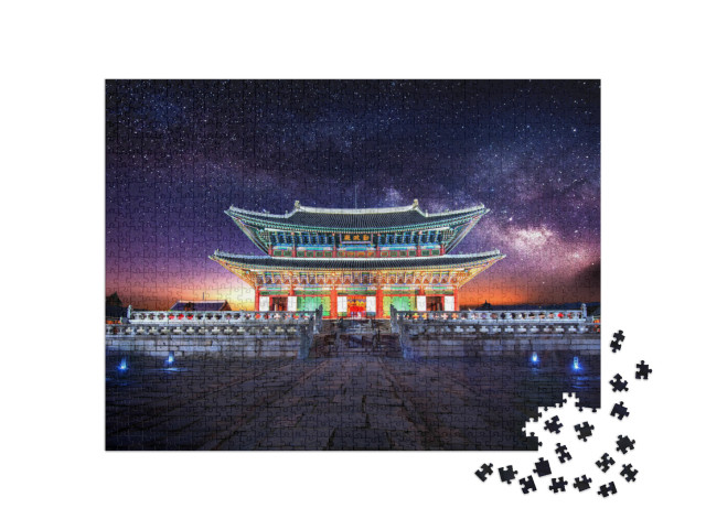 puzzle 1000 dílků „Mléčná dráha za palácem Gyeongbokgung, Soul, Jižní Korea“