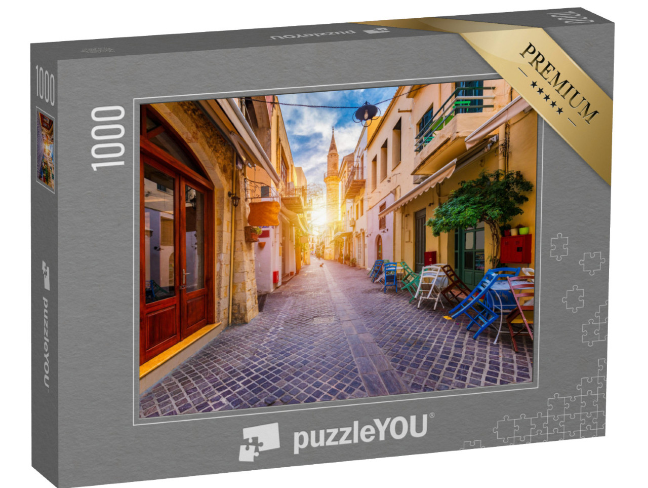 puzzle 1000 dílků „Ulice ve starém centru města Chania, Kréta, Řecko“