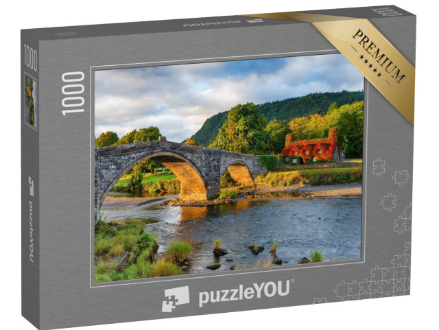 puzzle 1000 dílků „Podzim na mostě Llanrwst Bridge v severním Walesu“