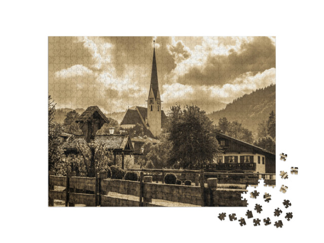 puzzle 1000 dílků „Pohled na jezero Tegernsee v Bavorsku“