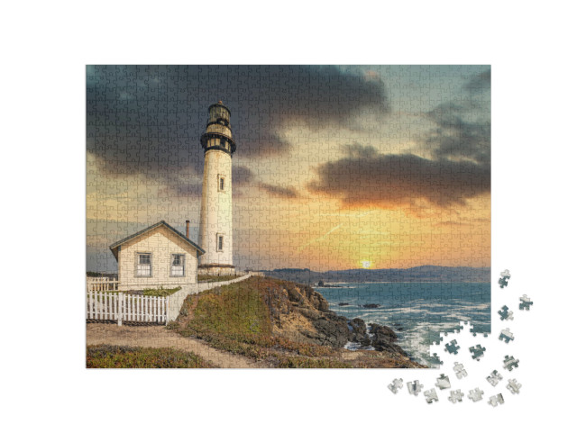 puzzle 1000 dílků „Maják Pigeon Point na pobřeží Tichého oceánu v Kalifornii“