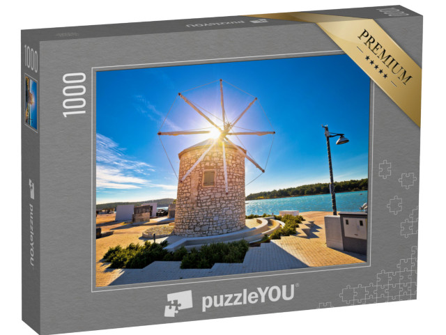 puzzle 1000 dílků „Město Medulin: Větrný mlýn a pohled na vodu, Istrie, Chorvatsko“