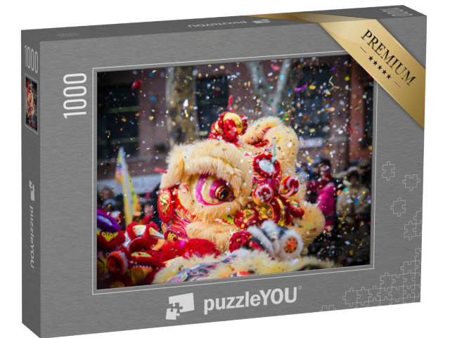 puzzle 1000 dílků „Lví tanec a konfety na oslavách čínského nového roku“