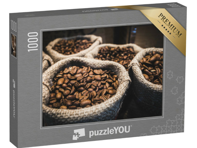 puzzle 1000 dílků „Voňavá kávová zrna v sáčcích“