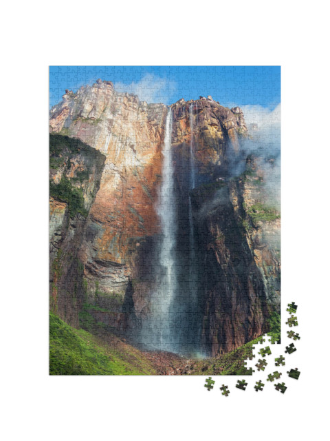 puzzle 1000 dílků „Nejvyšší vodopád na světě: Angel Falls neboli Salto Angel, 978 m, Venezuela“